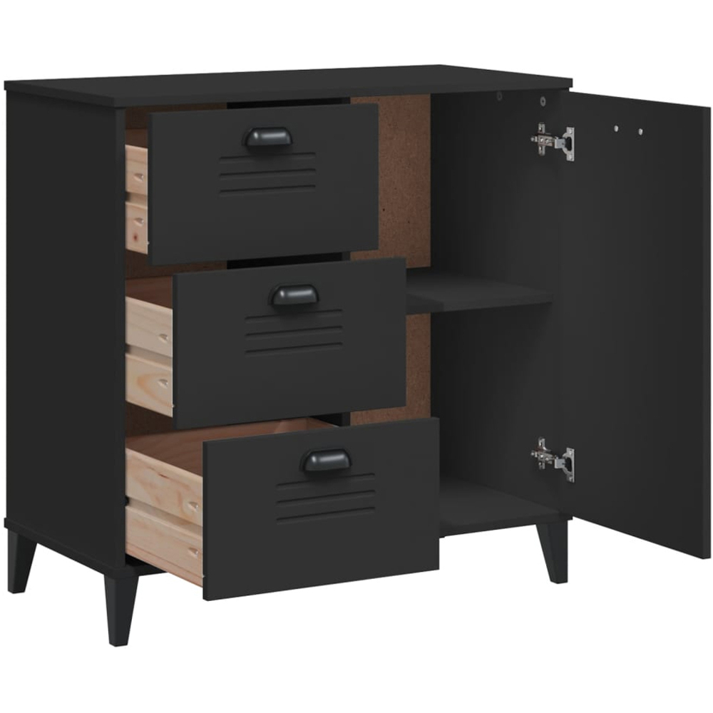 vidaXL Viken Single Door 3 Drawer Black Industrial Style Sideboard Image 5