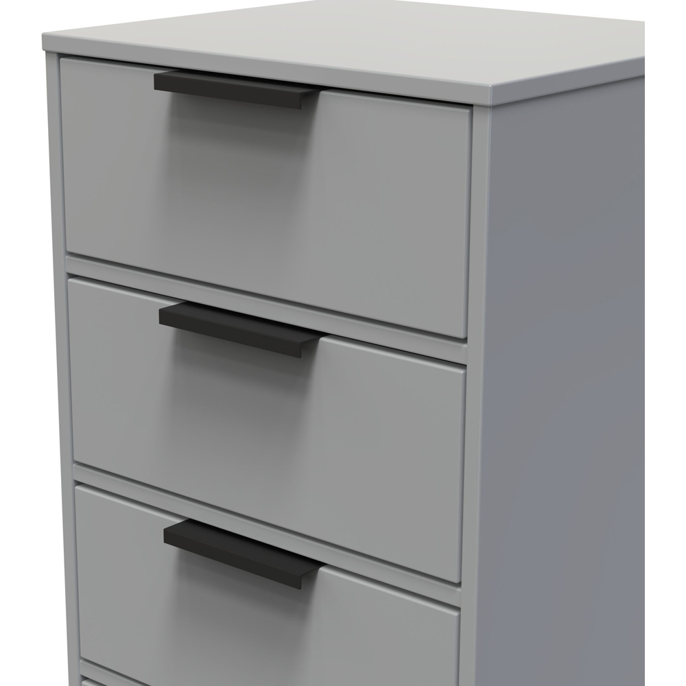 Crowndale Diego 5 Drawer Dusk Grey Tall Bedside Cabinet Ready Assembled Image 4
