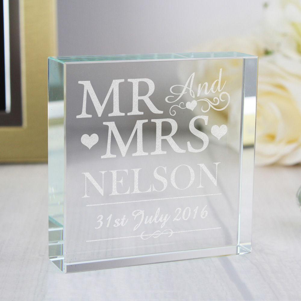 Personalised Memento Personalised Mr and Mrs Crystal Token Image 2