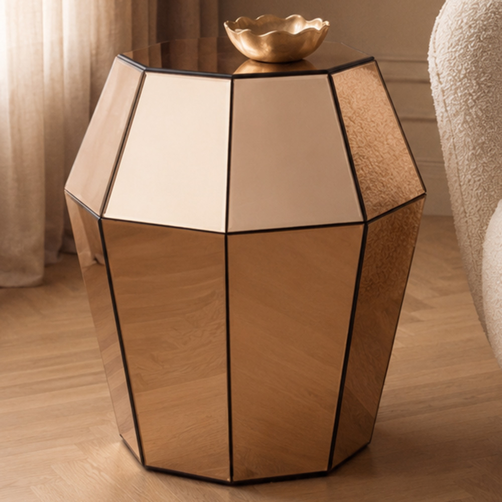 Premier Housewares Rose Gold Metallic Accent Side Table Image 1