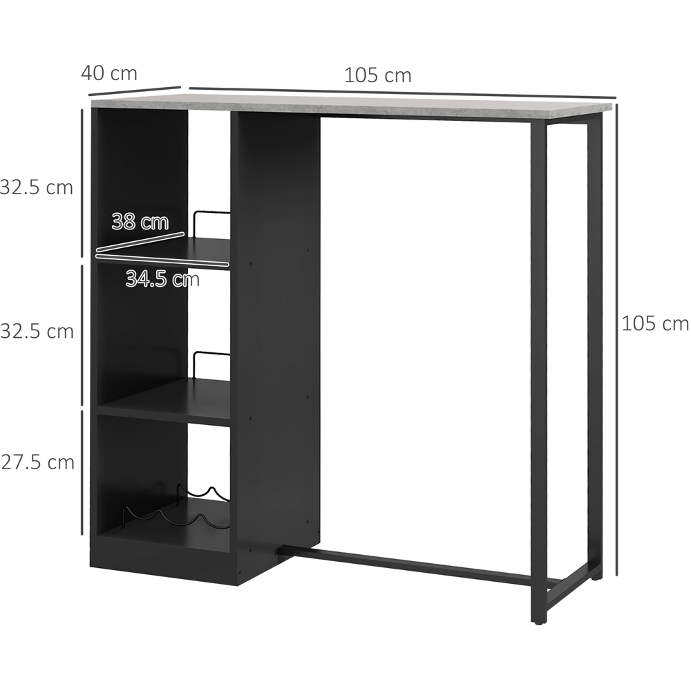 HOMCOM 3-Tier Black Breakfast Bar Table with Wine Rack Image 9