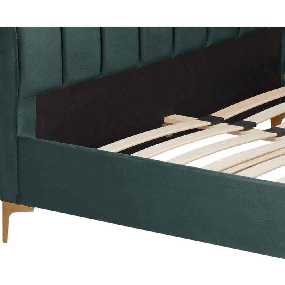 Clover Double Green Velvet Bed Image 5