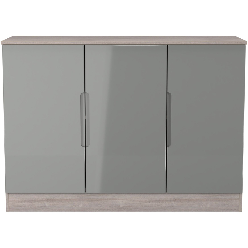 Crowndale Milan 3 Door Grey Gloss and Grey Oak Sideboard Ready Assembled Image 3