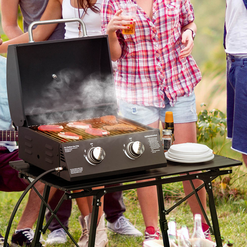 Outsunny Black 2 Burner Folding Tabletop Gas BBQ Grill Image 2