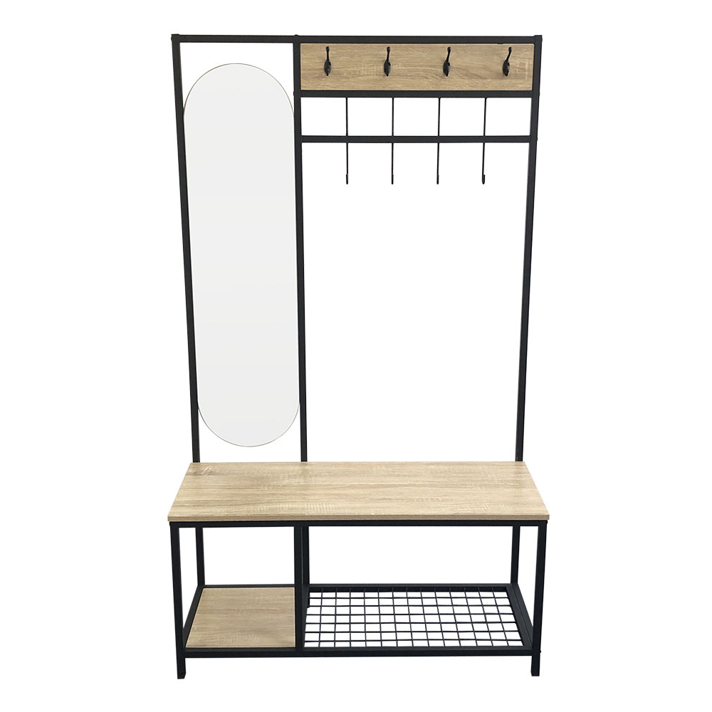Living and Home Coat Rack with Shoe Bench and Mirror Image 3