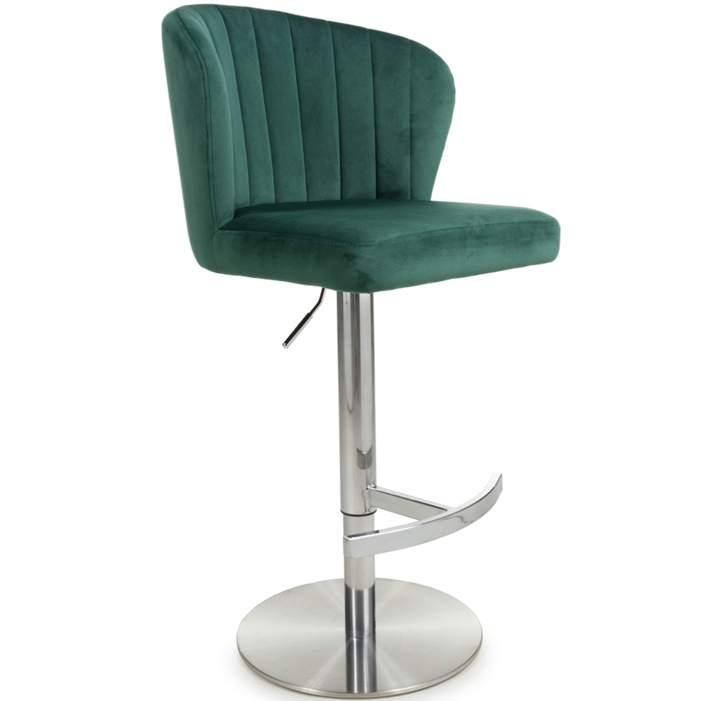 Shankar Sigma Green Brushed Velvet Bar Stool Image 2
