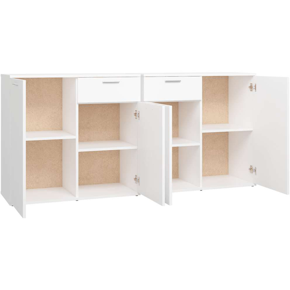 vidaXL 2 Door Single Drawer White Sideboard Set of 2 Image 7