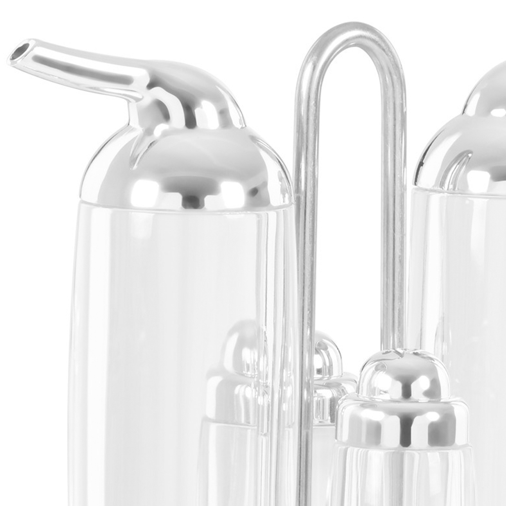 Premier Housewares Gozo Transparent and Silver Condiments Set 4 Pack Image 3
