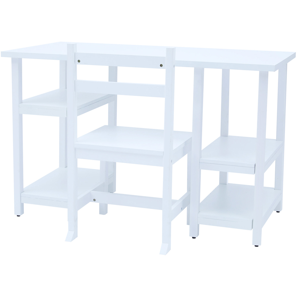 Teamson Kids 4 Shelf White Wooden Desk and Chairs Set Image 2
