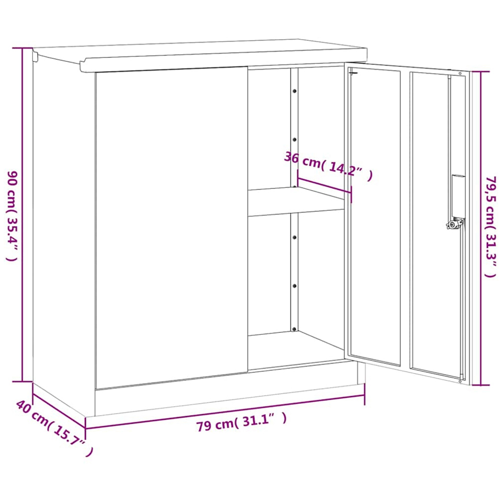 vidaXL 2 Door White File Cabinet Image 9