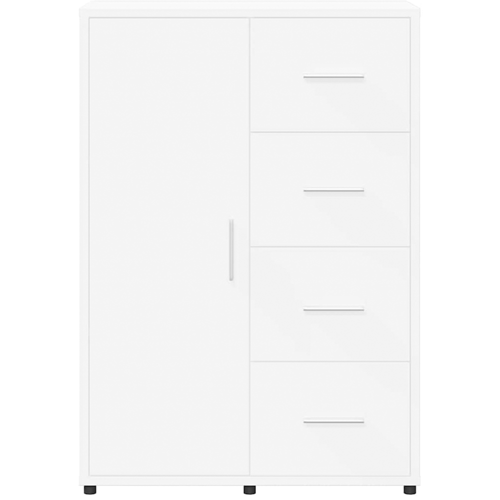 vidaXL Single Door 4 Drawer White Sideboard Set of 2 Image 5