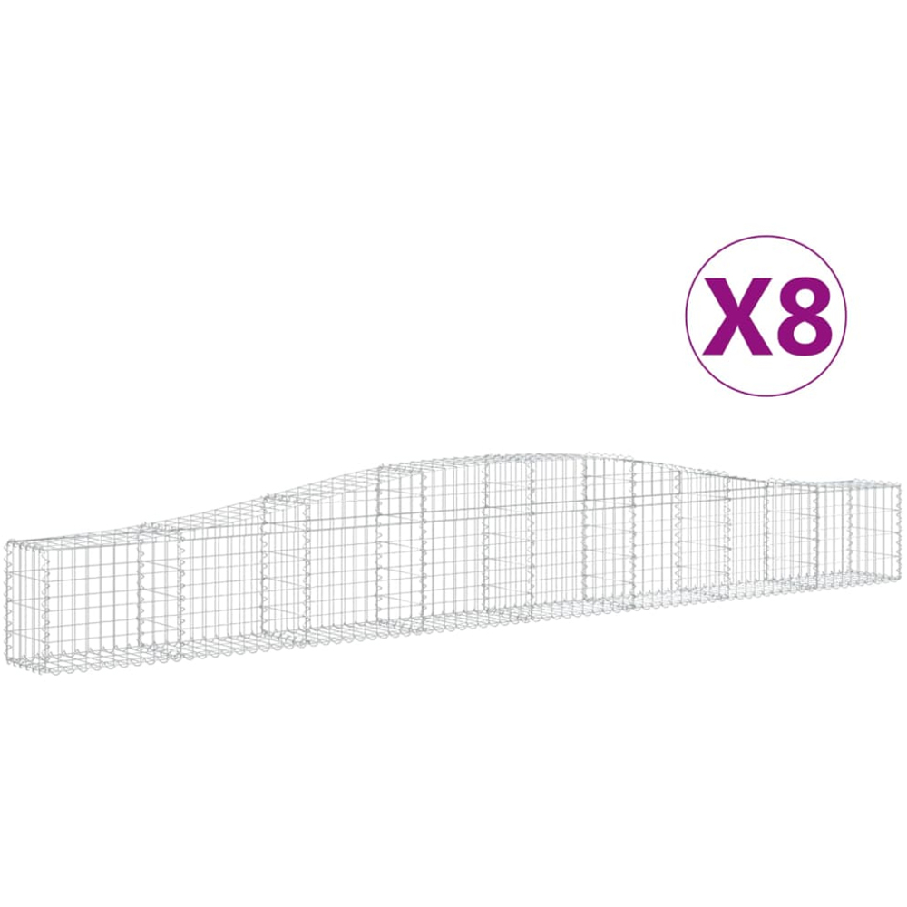vidaXL Silver Galvanised Iron Arched Gabion Basket 400 x 30 x 40/60cm 8 Pack Image 2