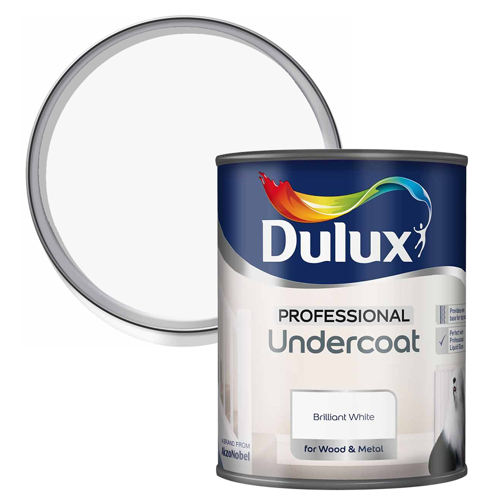 Dulux Professional Undercoat Pure Brilliant White Paint 750ml Image 1