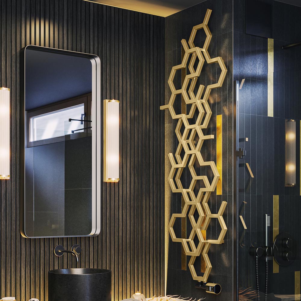 Terma Hex 1708 BTU Brass Radiator 1700 x 573mm Image 2