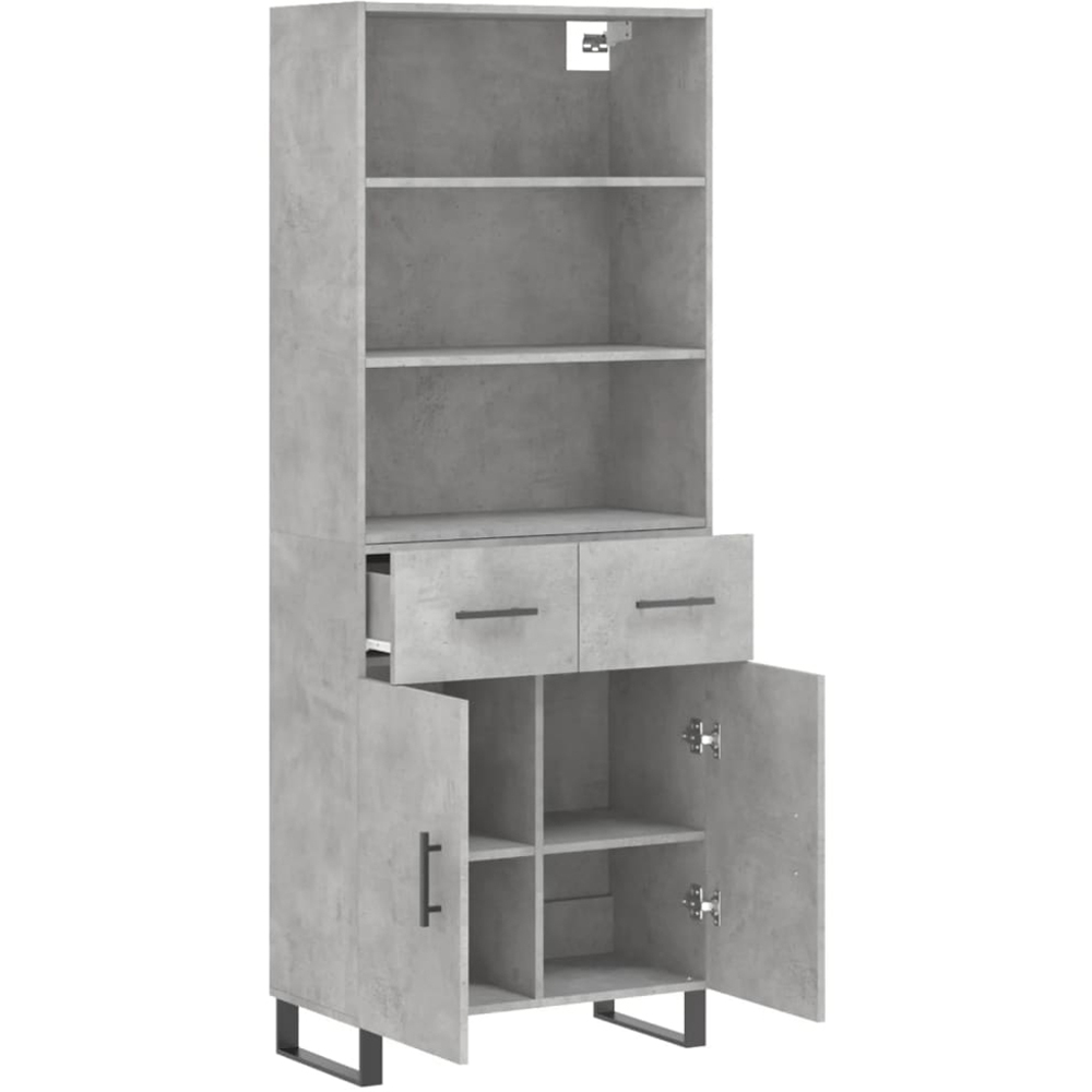 vidaXL 2 Door 2 Drawer 3 Shelf Concrete Grey Highboard Image 4