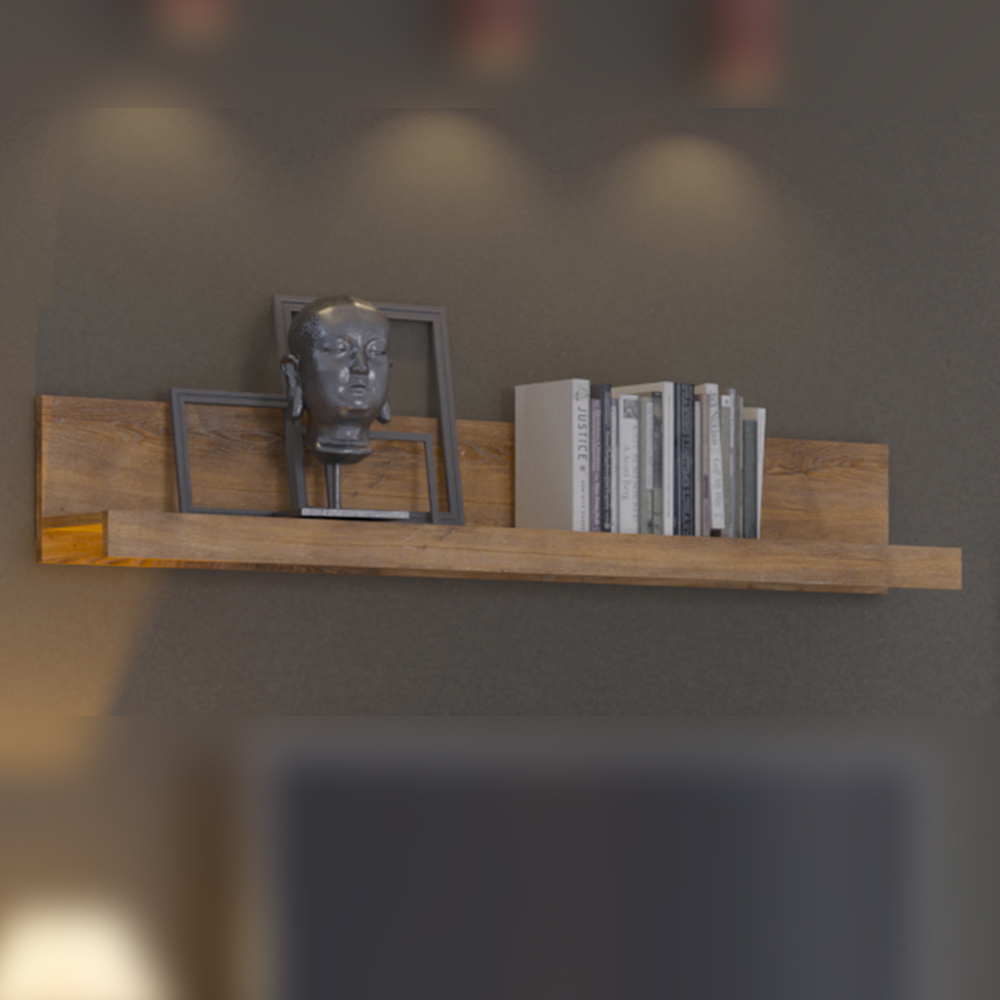 Florence 135cm Chestnut and Matera Grey Wide Wall Shelf Image 1