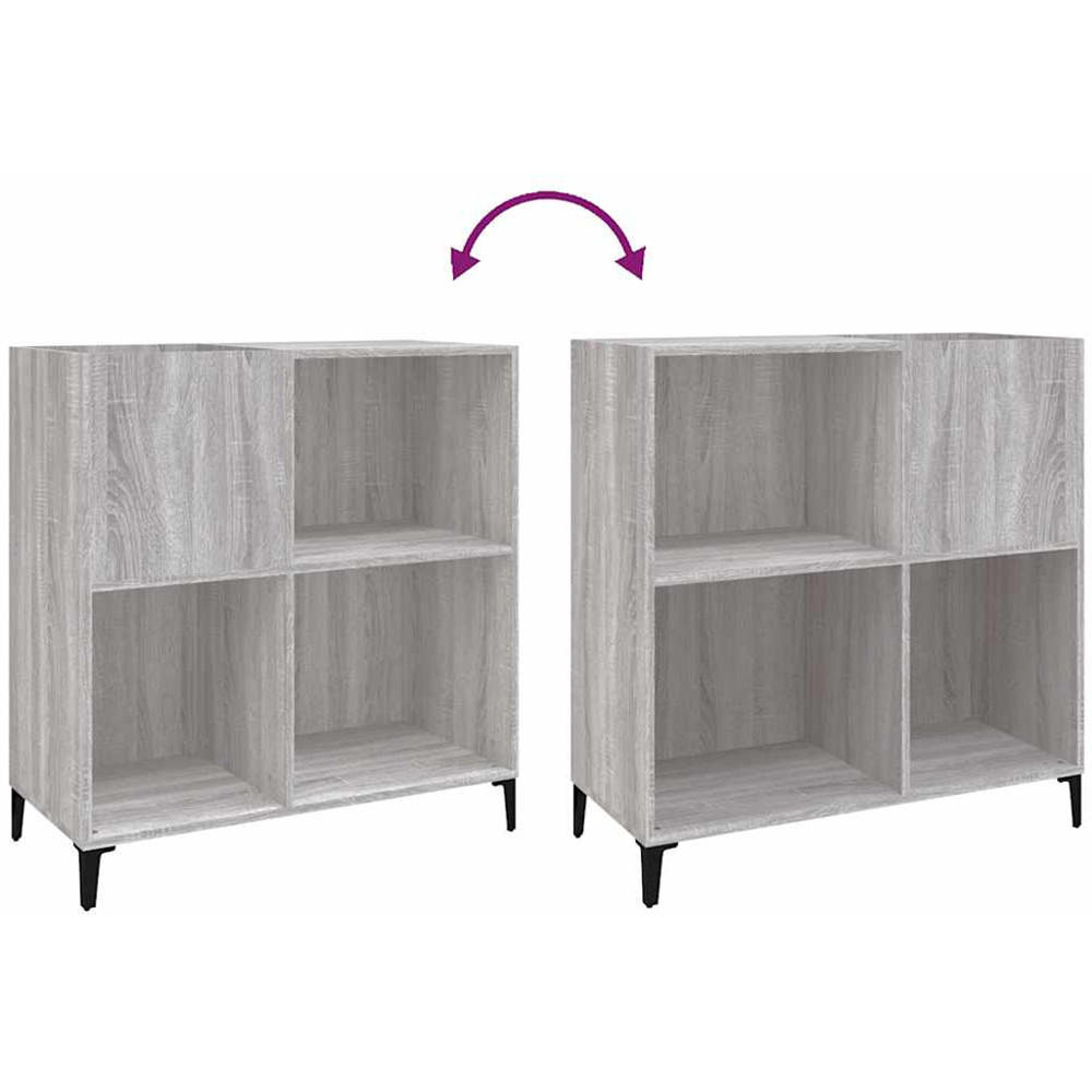 vidaXL 3 Shelf Grey Sonoma Record Cabinet Image 6