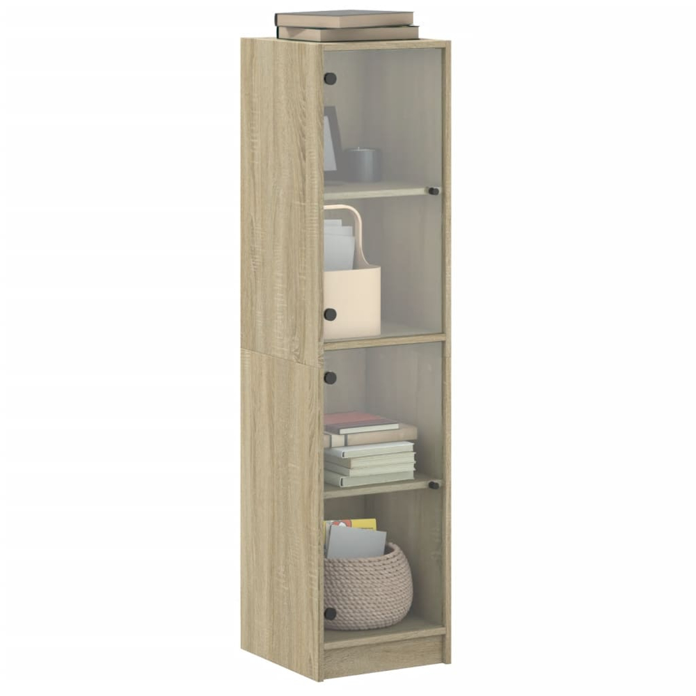 vidaXL 2 Glass Door Sonoma Oak Highboard Image 3