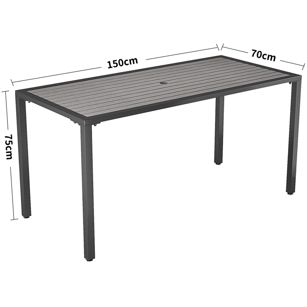 Living and Home 4 Seater Grey Dining Table with Parasol Hole 150cm Image 6