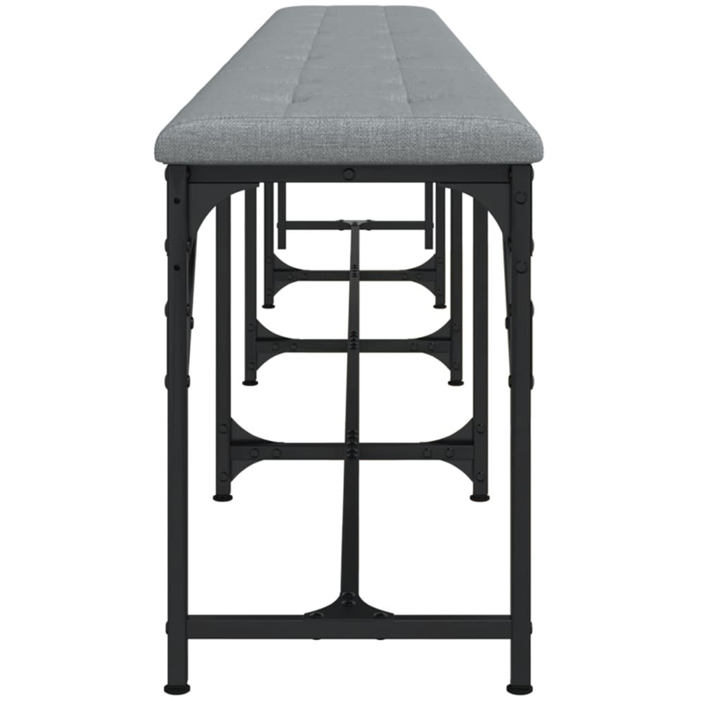 vidaXL 4 Seater Light Grey Steel and Fabric Dining Bench Image 5