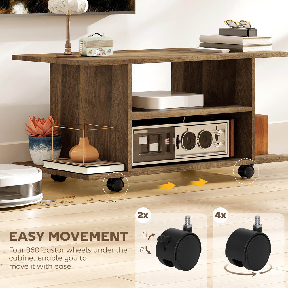 Portland 4 Shelf Walnut Mobile Modern Multifunctional TV Unit Image 8