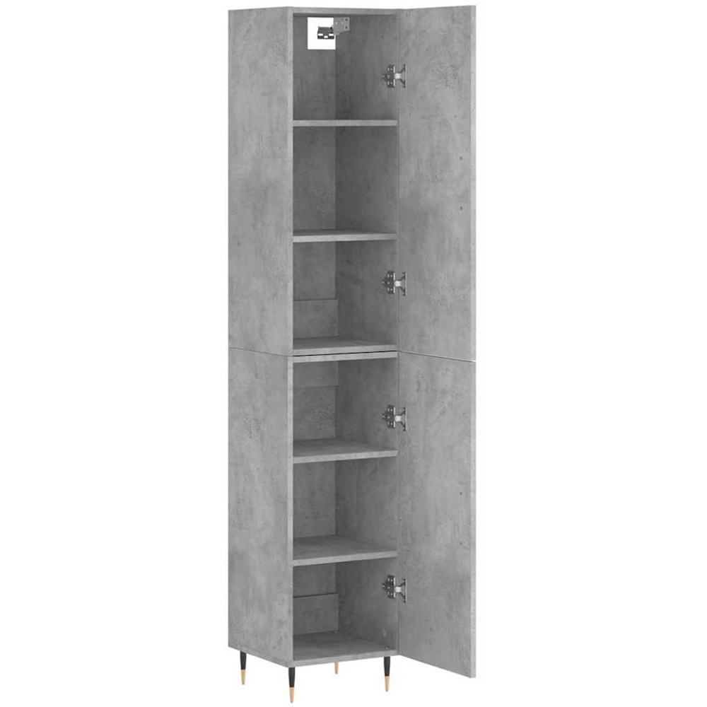 vidaXL 2 Door Concrete Grey Highboard with Gold Handle Image 4
