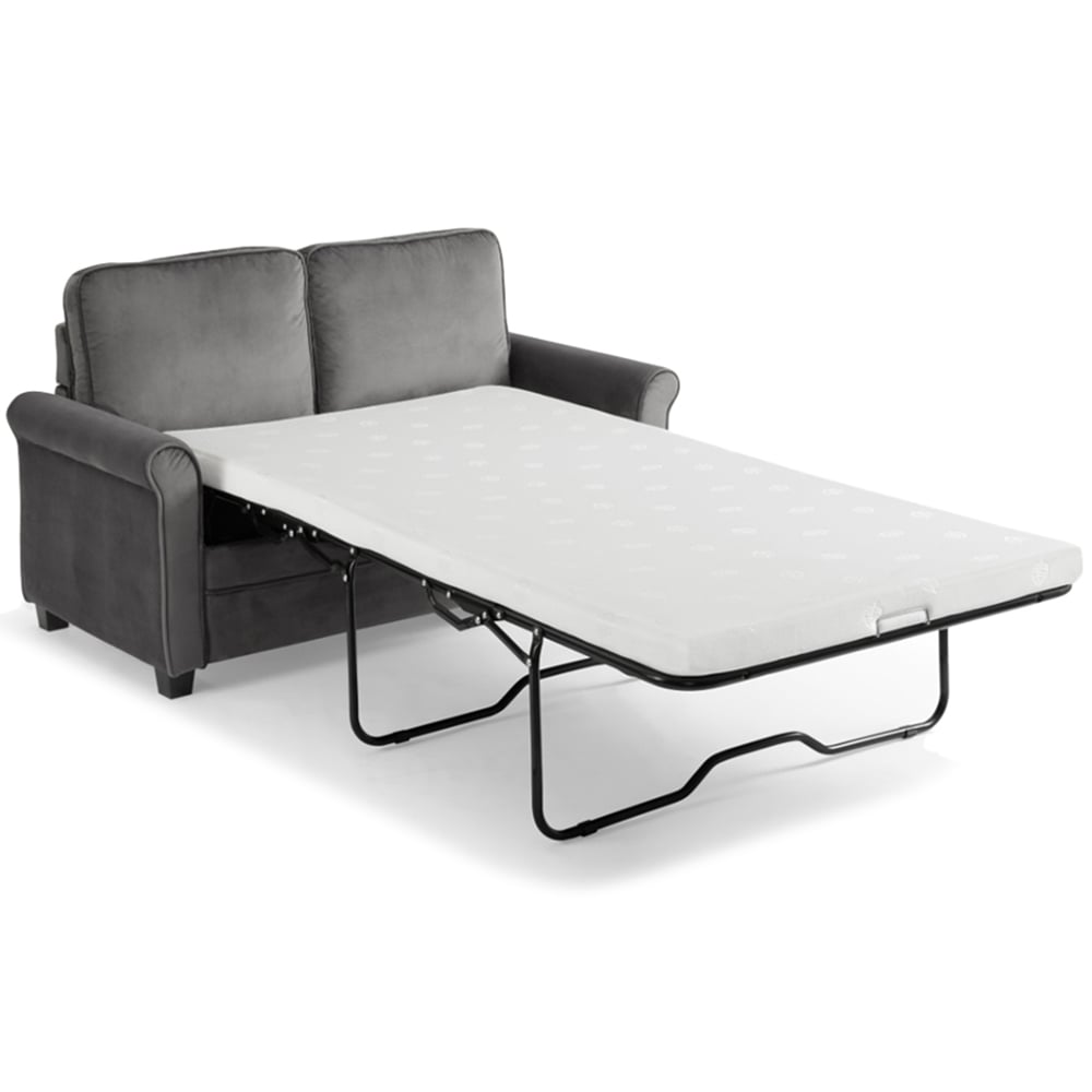 Home Detail Nathan Small Double Sleeper Grey Velvet Pull Out Sofa Bed Image 6