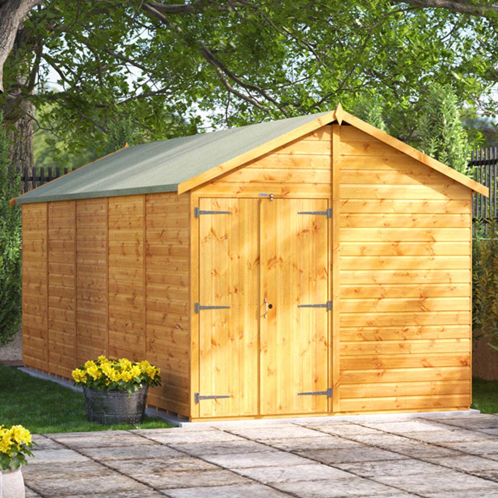 Power Sheds 20 x 8ft Double Door Apex Wooden Shed Image 2