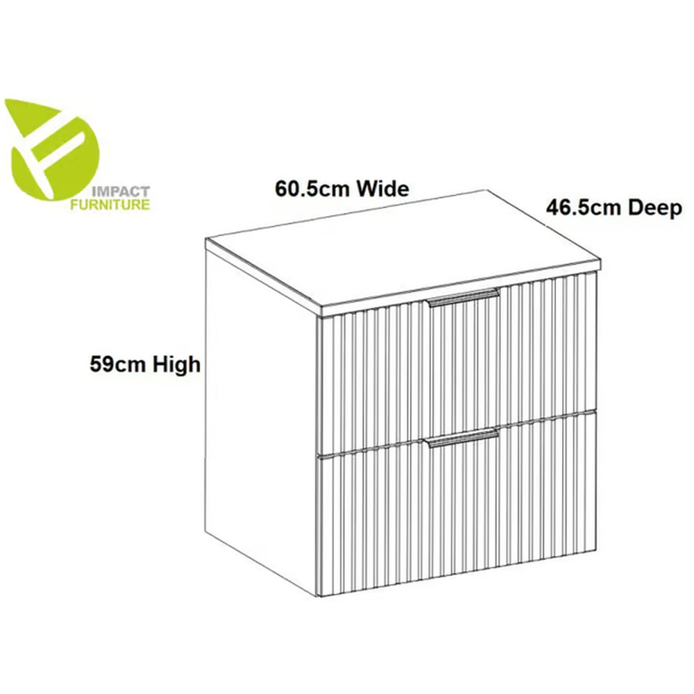 Impact Furniture Adel 2 Drawer Cashmere Beige Wall Hung Countertop Vanity Unit 600mm Image 9
