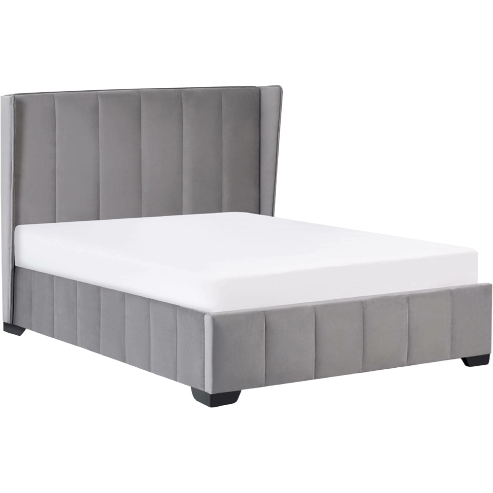 Julian Bowen Katie Double Grey Velvet Bed Frame with Winged Headboard Image 2
