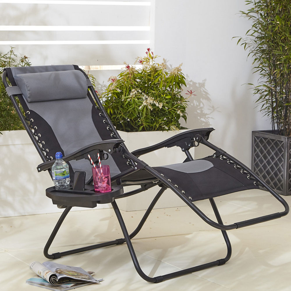 Neo Set of 2 XL Grey Zero Gravity Sun Loungers Image 6