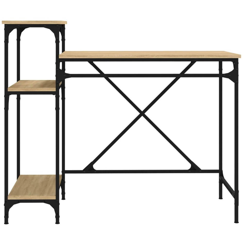 vidaXL 3 Shelf Industrial Style Computer Desk Sonoma Oak Image 4