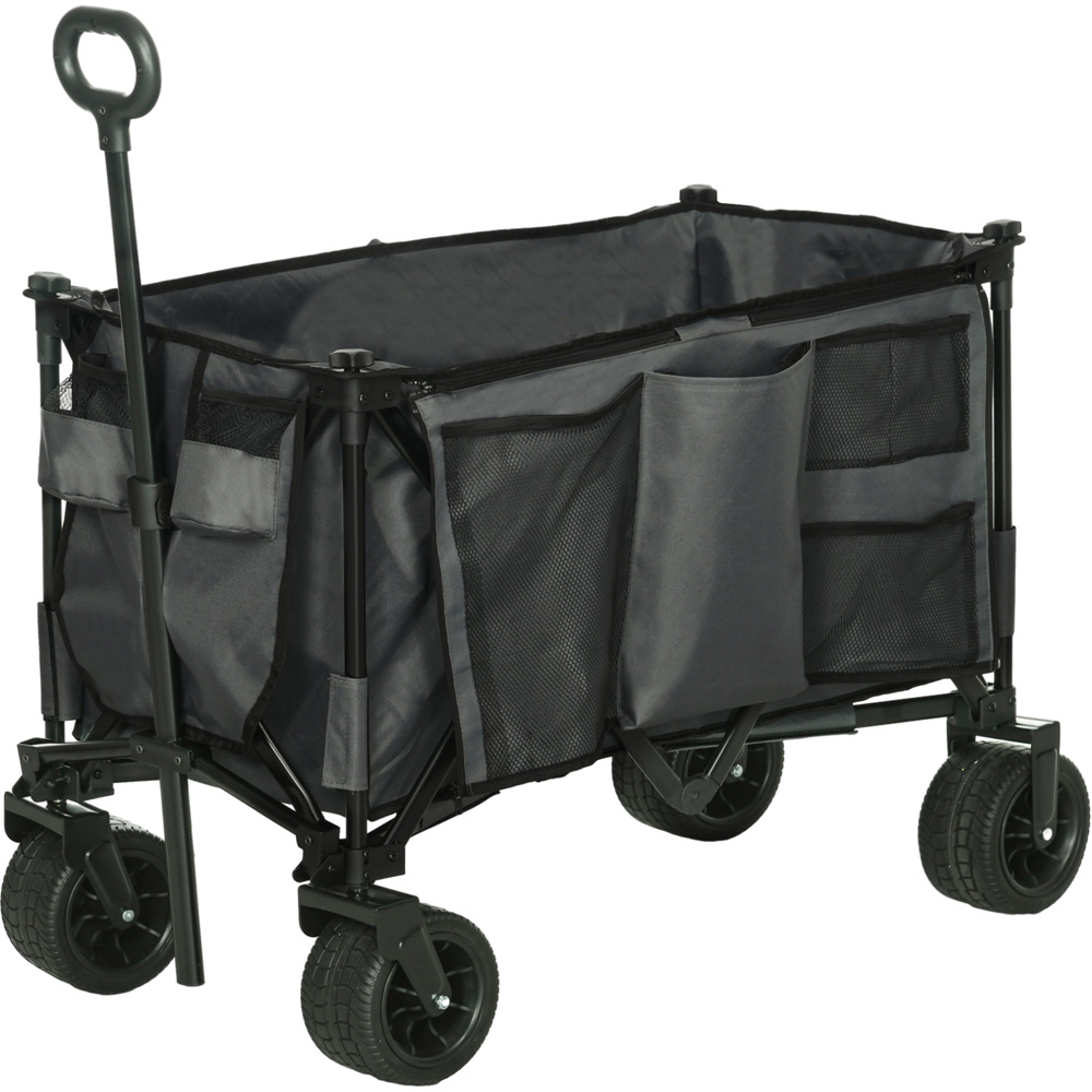 Outsunny Dark Grey Folding Garden Trolley Image 1