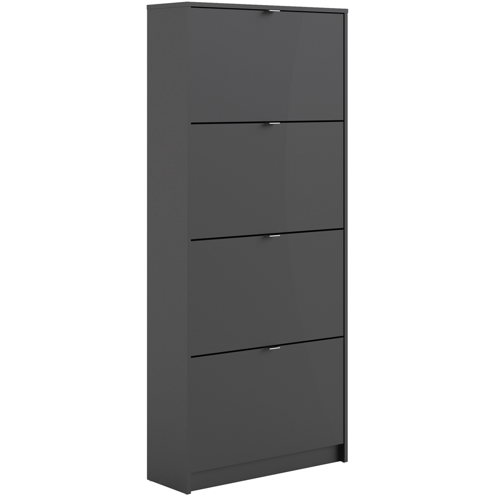 Florence Shoes 4 Flip Door Double Layer Matt Black Shoe Storage Cabinet Image 2