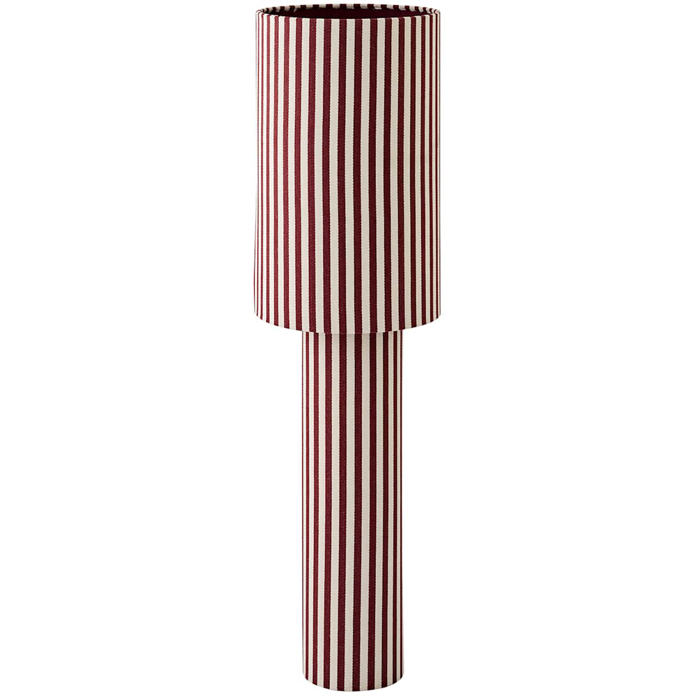 ValueLights Florence Burgundy Pinstripe Linen Midi LED Floor Lamp with Bulb Image 1