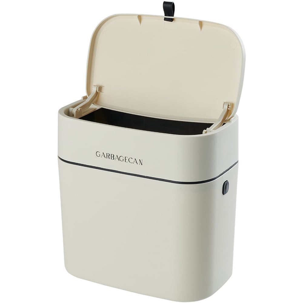 Living and Home Cream Hanging Trash Bin with Lid Image 1
