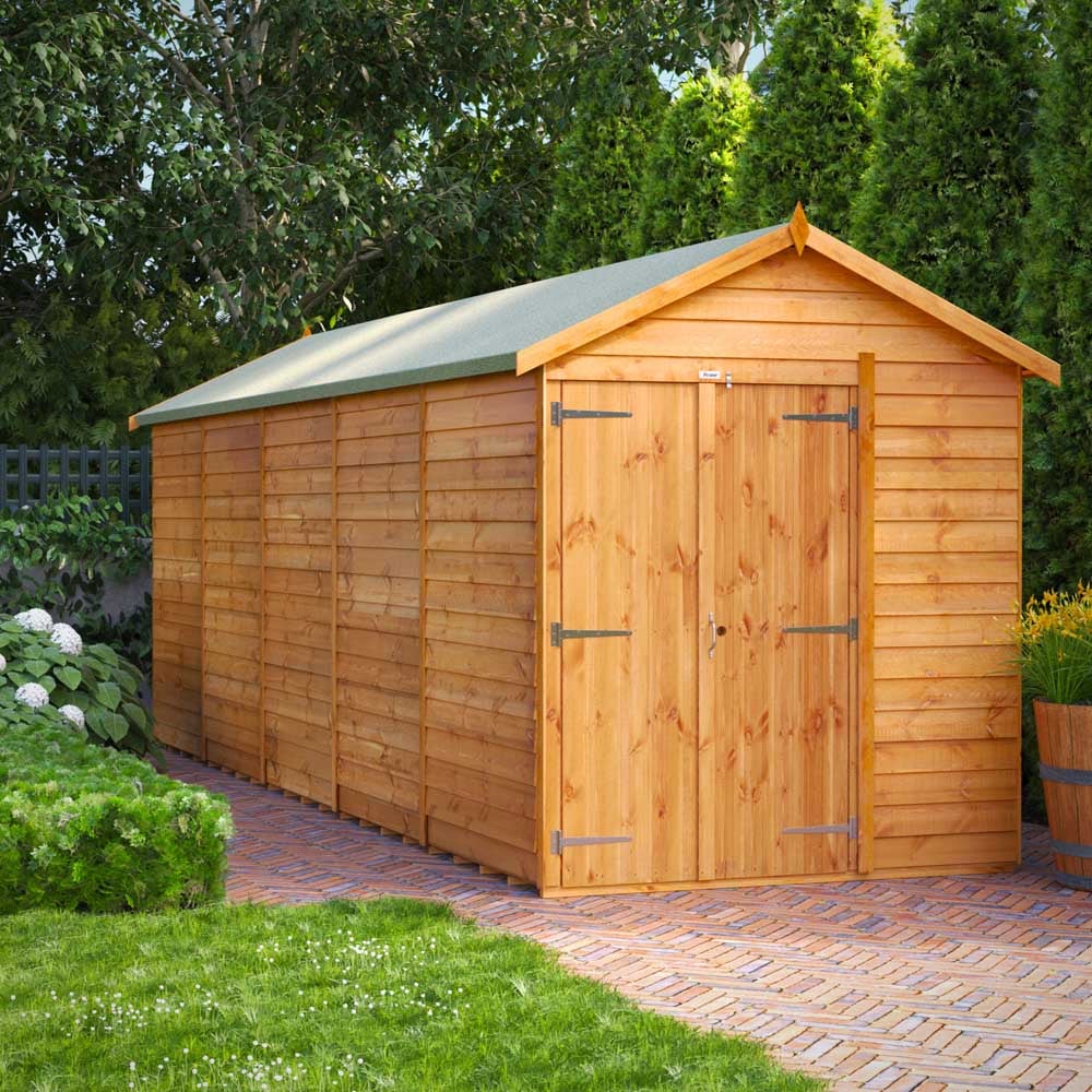 Power 20 x 6ft Double Door Overlap Apex Garden Shed Image 2