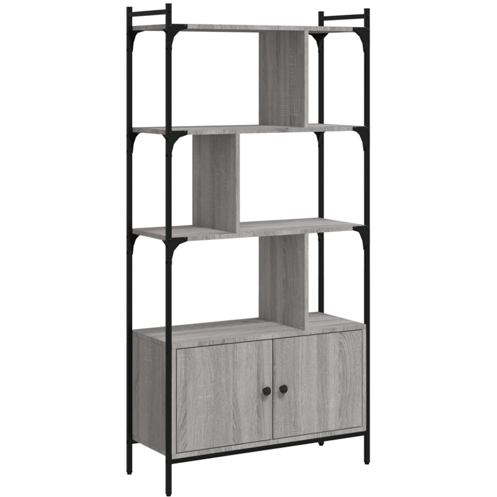 vidaXL 2 Door 6 Shelf Grey Sonoma Bookcase Image 2