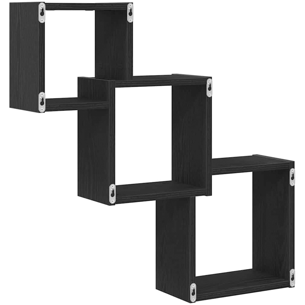 vidaXL 3 Open Shelf Black Oak Cube Wall Shelf Image 6