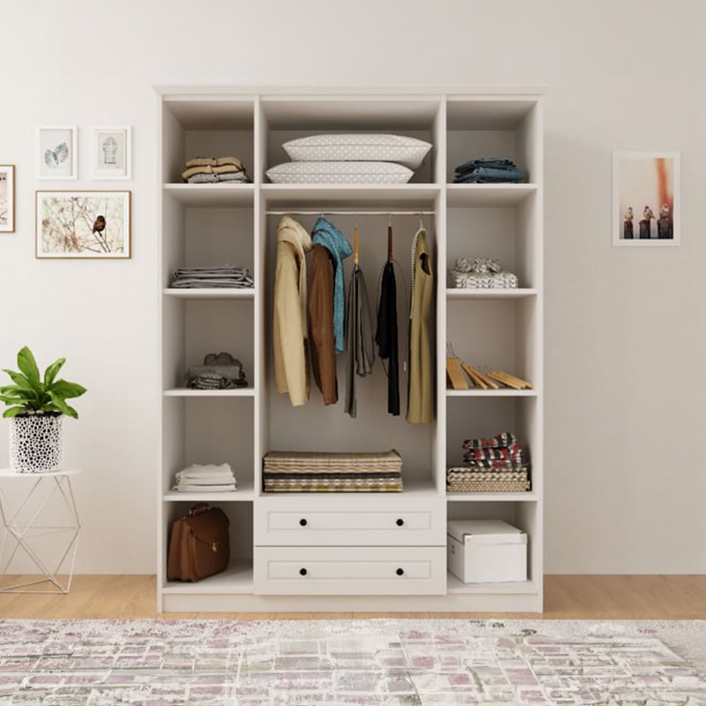 Evu VOLET 4 Door 2 Drawer White XL Mirrored Wardrobe Image 5