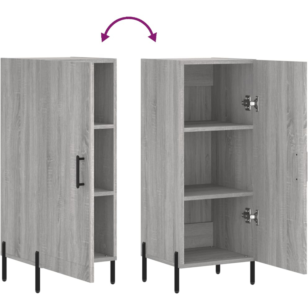 vidaXL Single Door Grey Sonoma Wooden Sideboard Image 9
