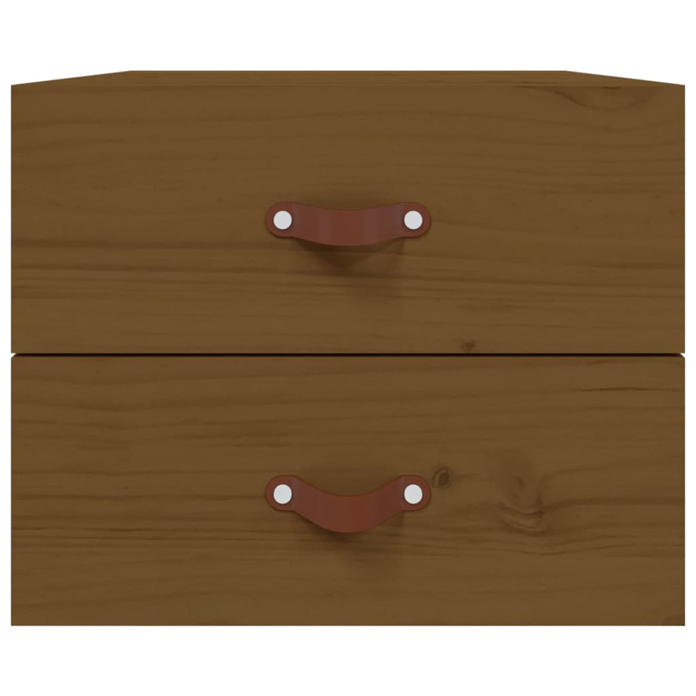 vidaXL 2 Drawer Honey Brown Wall Mounted Bedside Cabinet Image 6