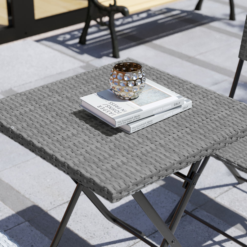 Garden Vida Capri Rattan Effect 2 Seater Bistro Set Grey Image 5