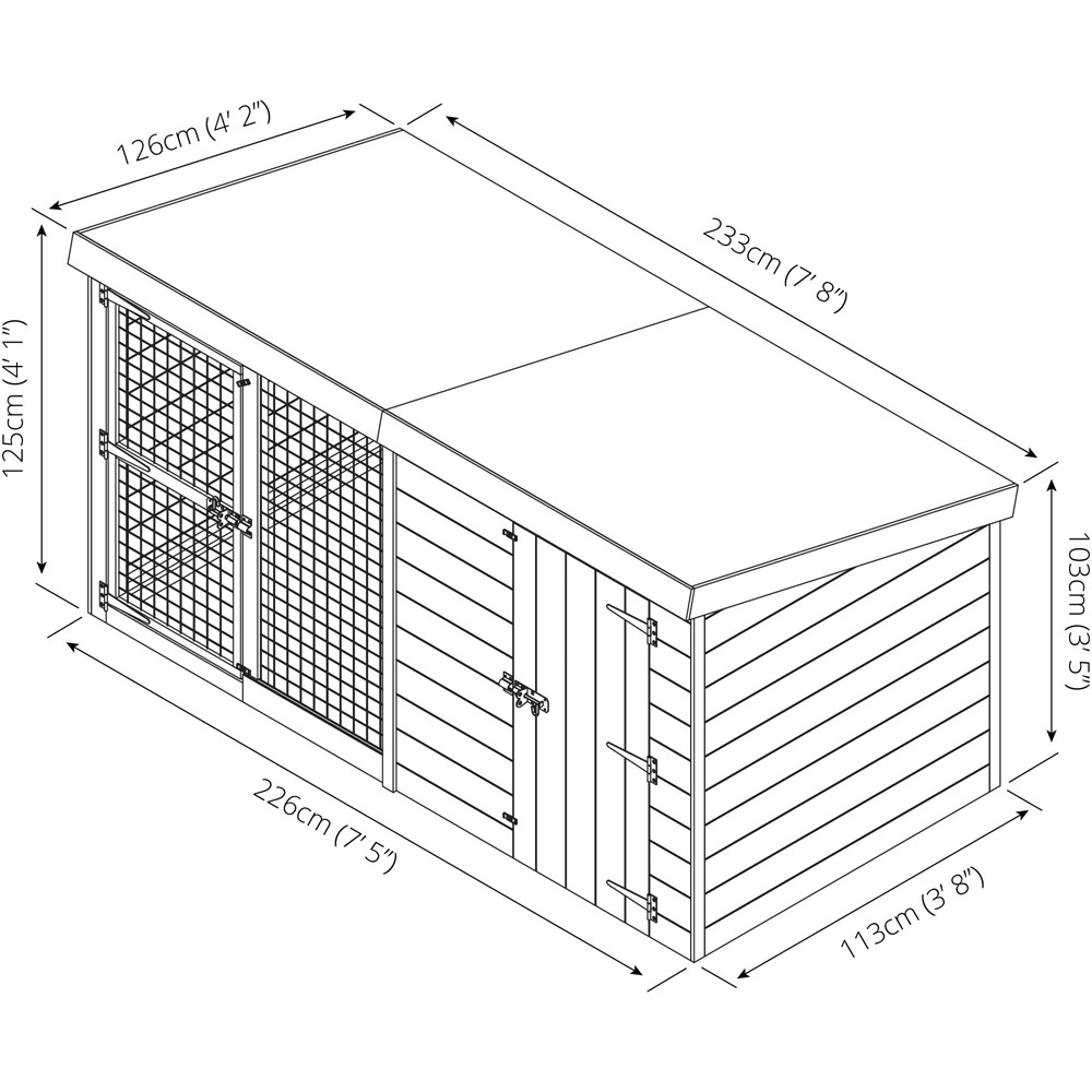 Mercia 8 x 4 Berkshire Dog Kennel and Run Image 8