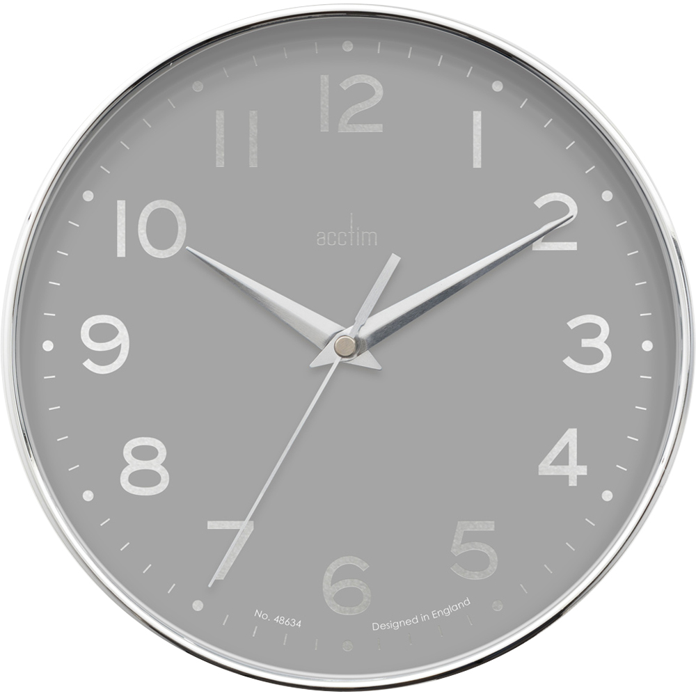Acctim Rand Grey Chromed Wall Clock Image 1