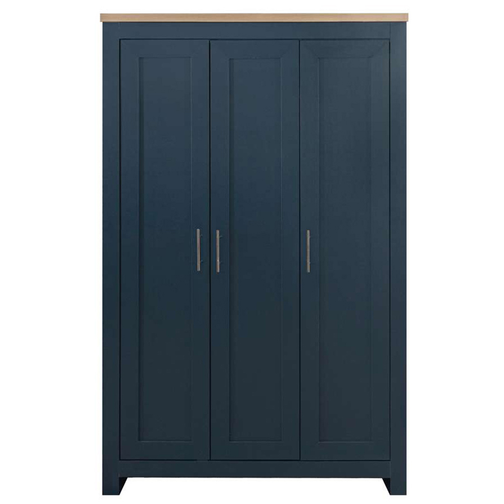 Highgate 3 Door Navy and Oak Wardrobe Image 3