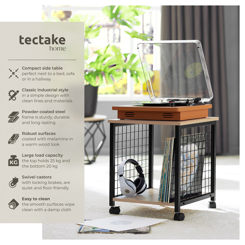 tectake Gary Single Shelf Oak Bedside Table Image 6