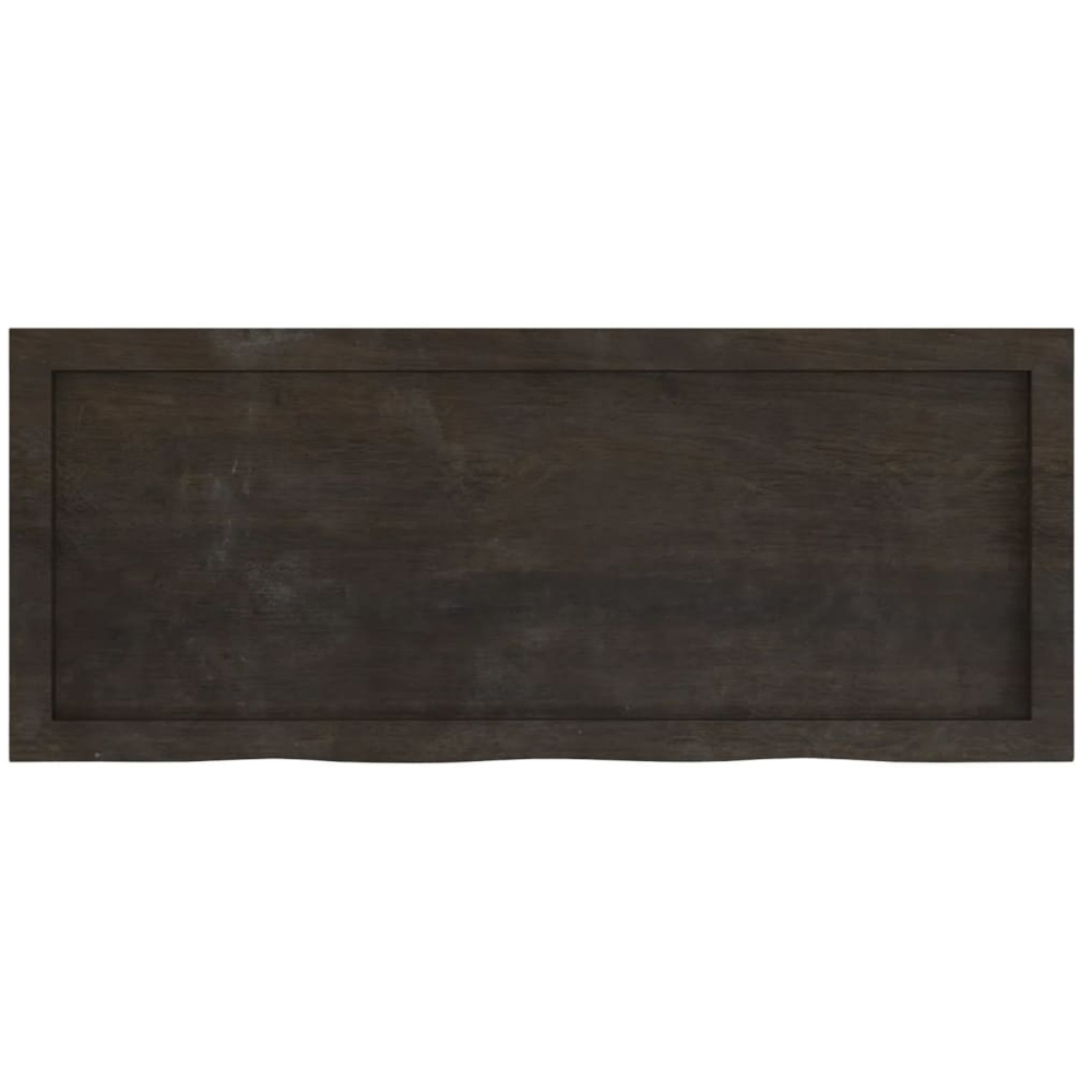 vidaXL 100 x 40 x 6cm Dark Brown Treated Solid Wood Oak Wall Shelf Image 4