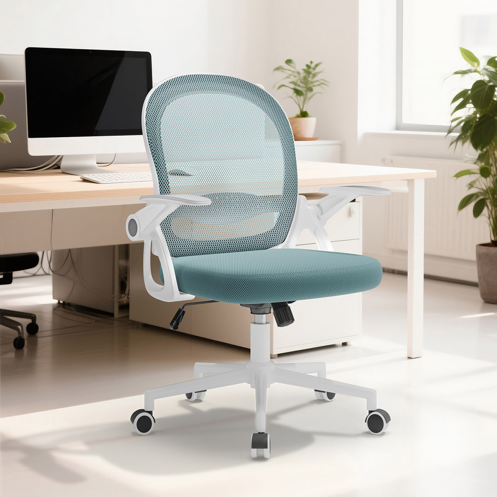 Rattrix Green Mid-Back Mesh Office Chair with Flip-Up Armrests Image 6