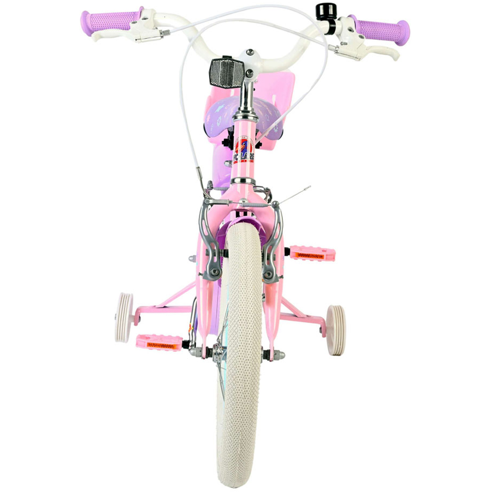 Volare Olivia Kids 16 inch Pink and Purple Bike with Stabilisers and Doll Seat Image 3